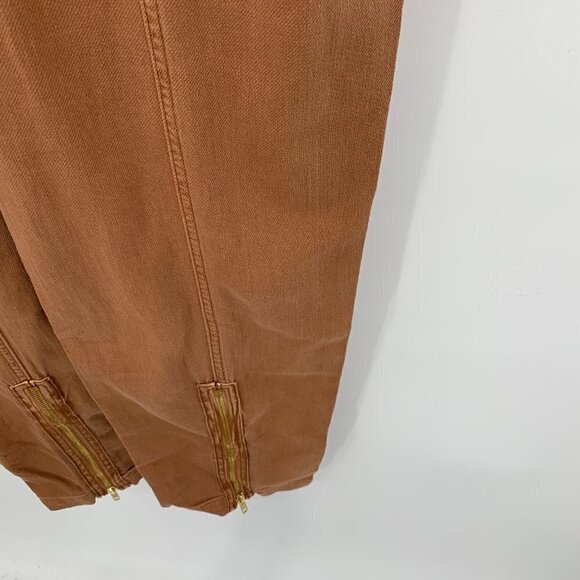 Sandrine Rose cotton linen jumpsuit zipper burnt brown coverall tan new X-Small - Picture 4 of 6
